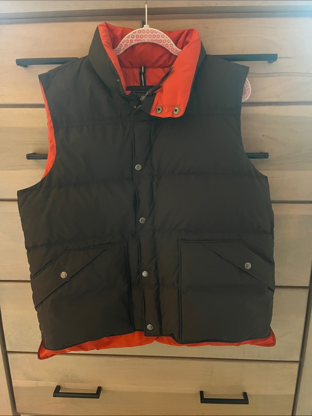 J. Crew Brown Puffer Vest with Orange Lining